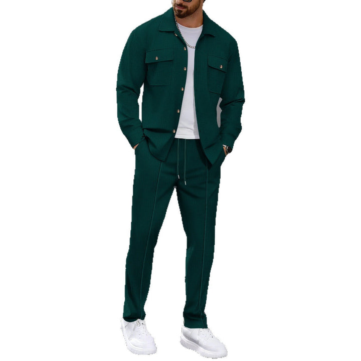Herren modisches Freizeit-Set mit strukturierter Jacke und bequemen Hosen Drune