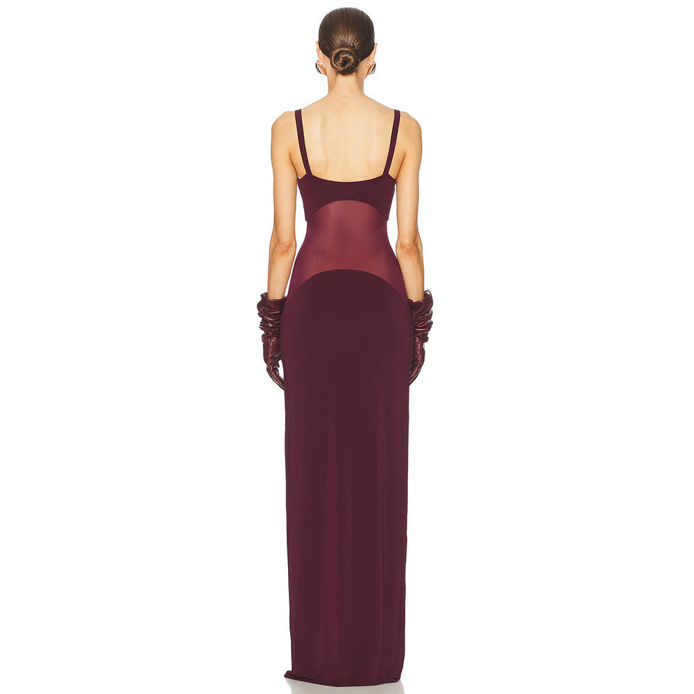 Damen elegantes Maxikleid mit schmeichelndem Schnitt und verstellbaren Spaghetti-Trägern Drune