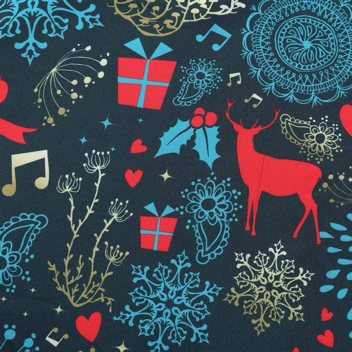Damen Rock mit buntem Weihnachtliche Muster und eleganter Taillenbindung Drune