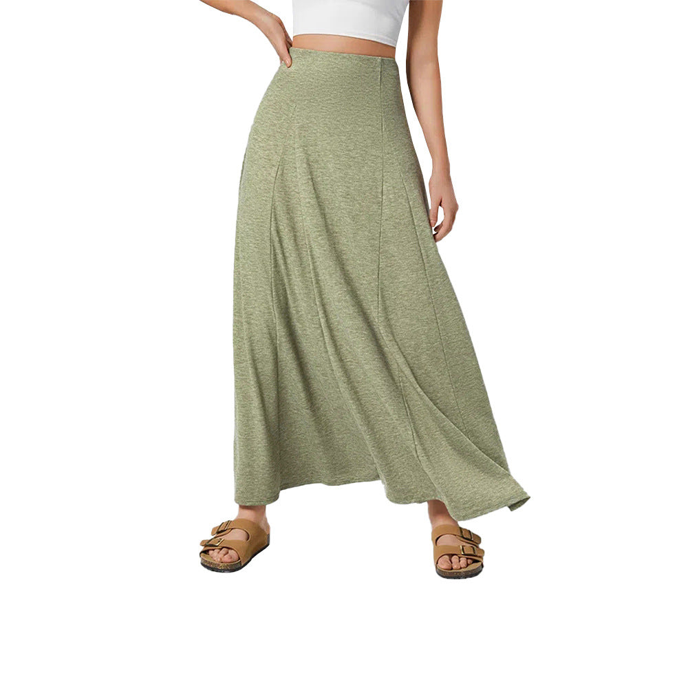 Damen fließender Maxirock mit hohem Bund und Stretch-Jersey Drune
