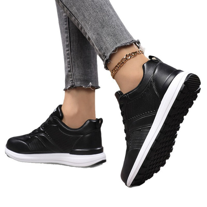 Damen Freizeit-Plateau-Sneaker mit stoßdämpfender Memory-Zwischensohle und Lederoptik Drune