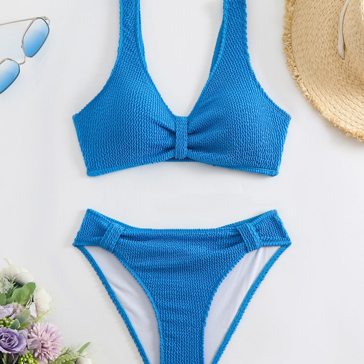 Damen Zweiteiliger Bikini mit verspieltem Wellenmuster Drune