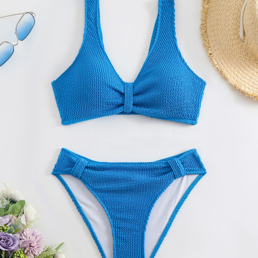 Femme Strukturierter Hochgeschnittener Bikini-Set Drune