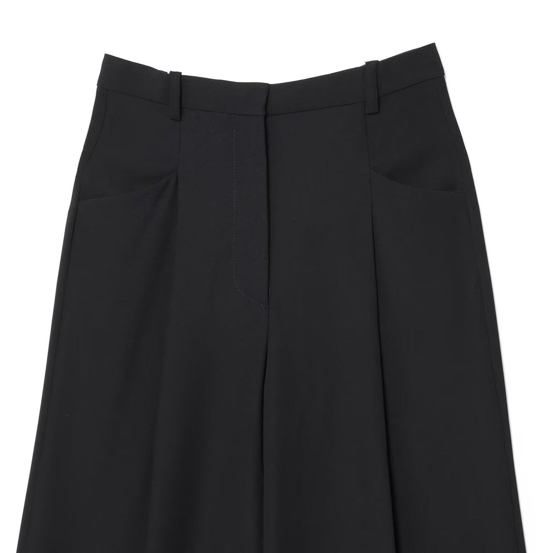 Damen Weite Hochtaillierte Bundfaltenhose mit Bügelfalte und weitem Bein Drune