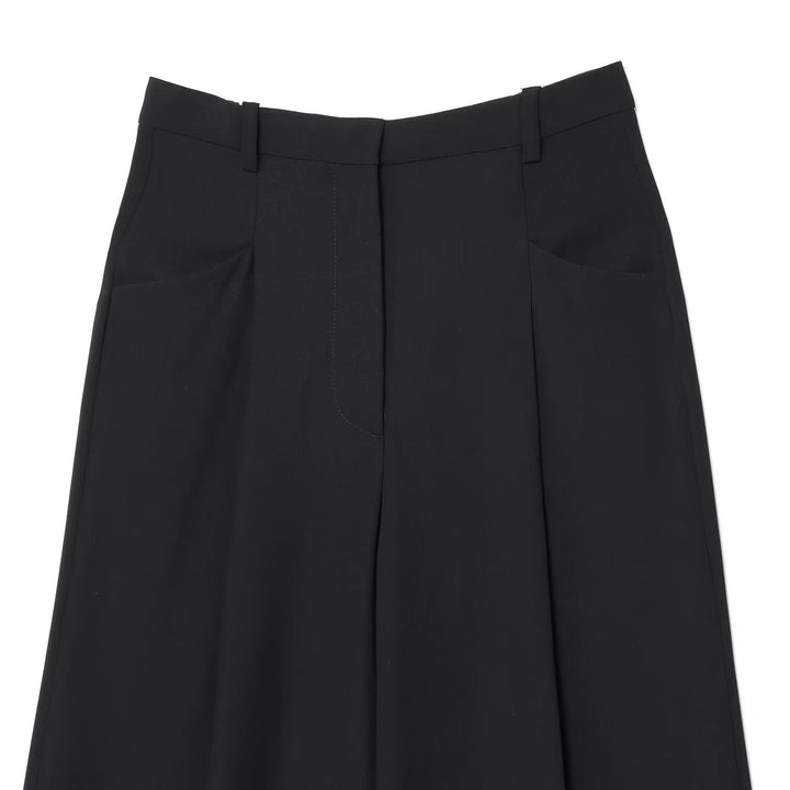 Damen Weite Hochtaillierte Bundfaltenhose mit Bügelfalte und weitem Bein Drune