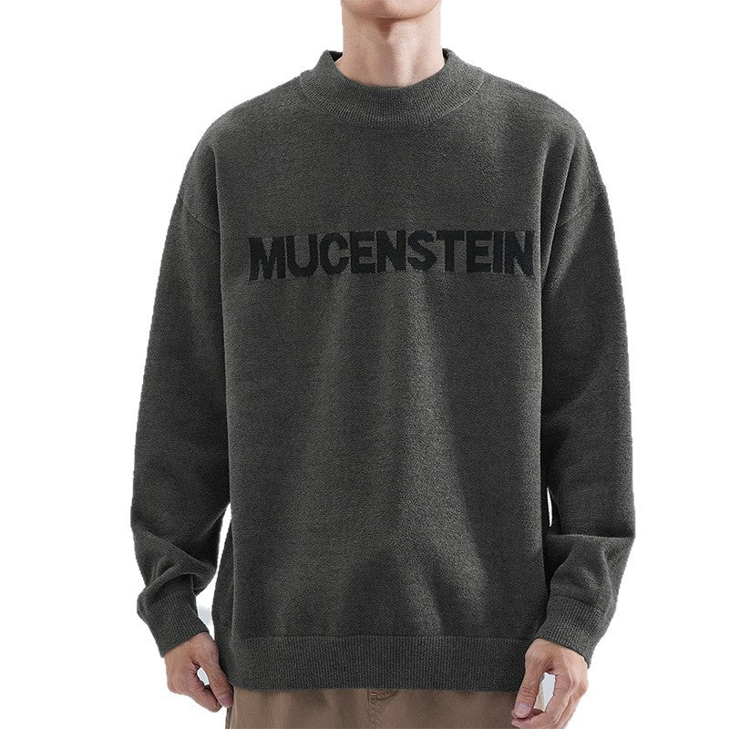 Herren Bequemer Oversized Pullover mit grafischem Schriftzug Drune