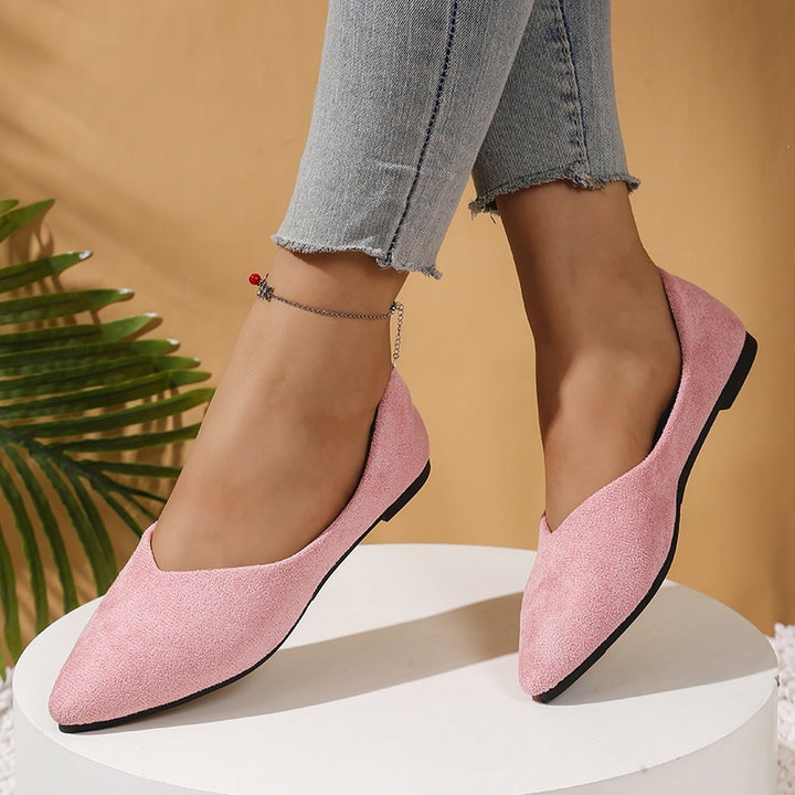 Damen nan spitze Ballerina-Slipper aus Veloursoptik mit gepolsterter Komfortinnensohle Drune