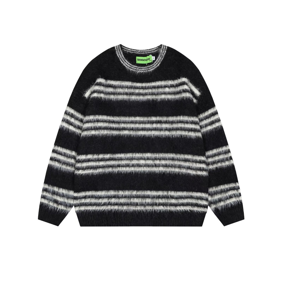Damen Gemütlicher, gestreifter Grobstrickpullover Drune