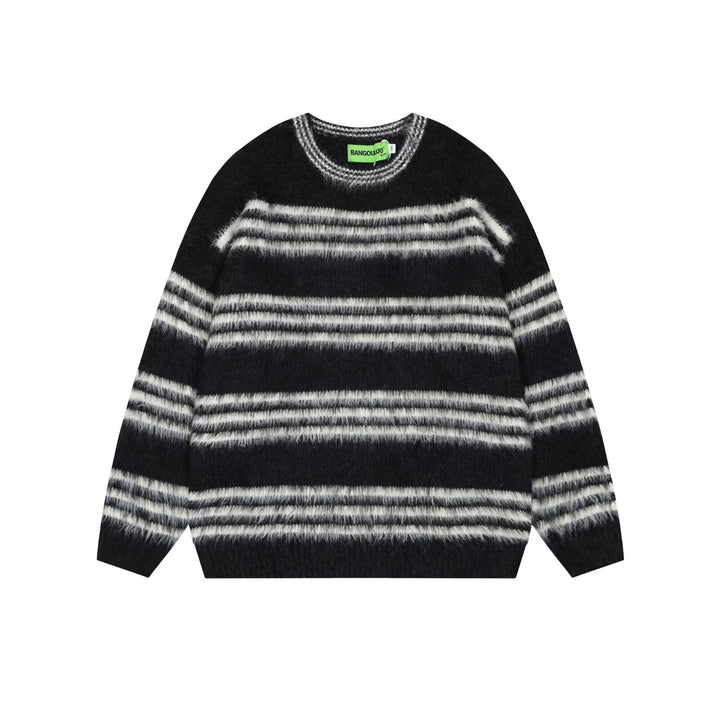 Damen Gemütlicher, gestreifter Grobstrickpullover Drune