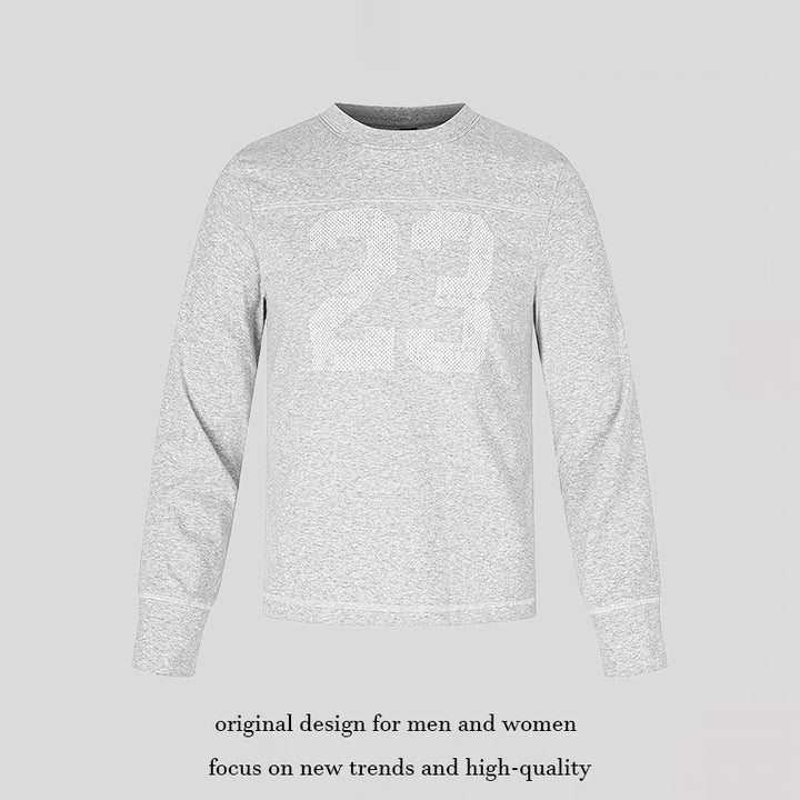 Herren Langarm-Sweatshirt mit Rundhalsausschnitt und sportischem Nummern-Print Drune