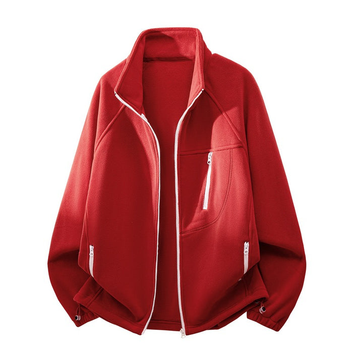 Unisex funktionale Microfleece-Performancejacke mit Stehkragen, Brustreißverschluss und ergonomischen Raglanärmeln Drune