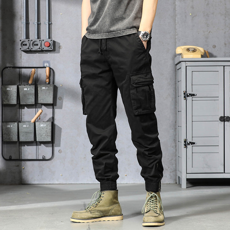 Herren Cargo-Jogginghose im Utility‑Stil mit Tunnelzugbund, Mehrfachtaschen und Reißverschluss‑Knöchel Drune
