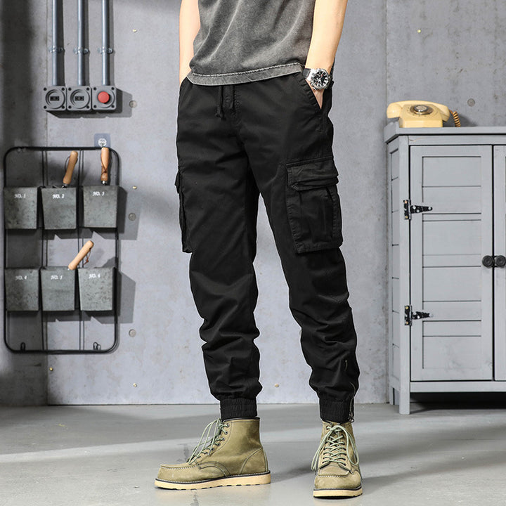 Herren Cargo-Jogginghose im Utility‑Stil mit Tunnelzugbund, Mehrfachtaschen und Reißverschluss‑Knöchel Drune