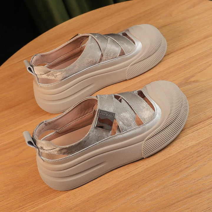Damen Komfortable Plateau Slipper Drune