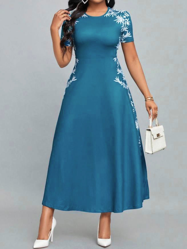 Damen Elegantes Maxikleid mit floralen Stickereien Drune