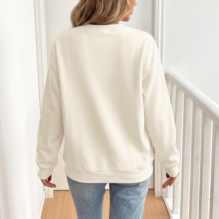 Damen Oversize-Sweatshirt mit gesticktem Schleifen-Motiv und Rundhalsausschnitt Drune