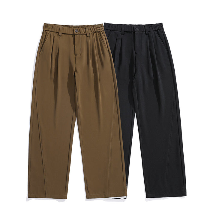 Damen Weiche Bundfalten-Hose mit elastischem Komfortbund und weitem Bein Drune