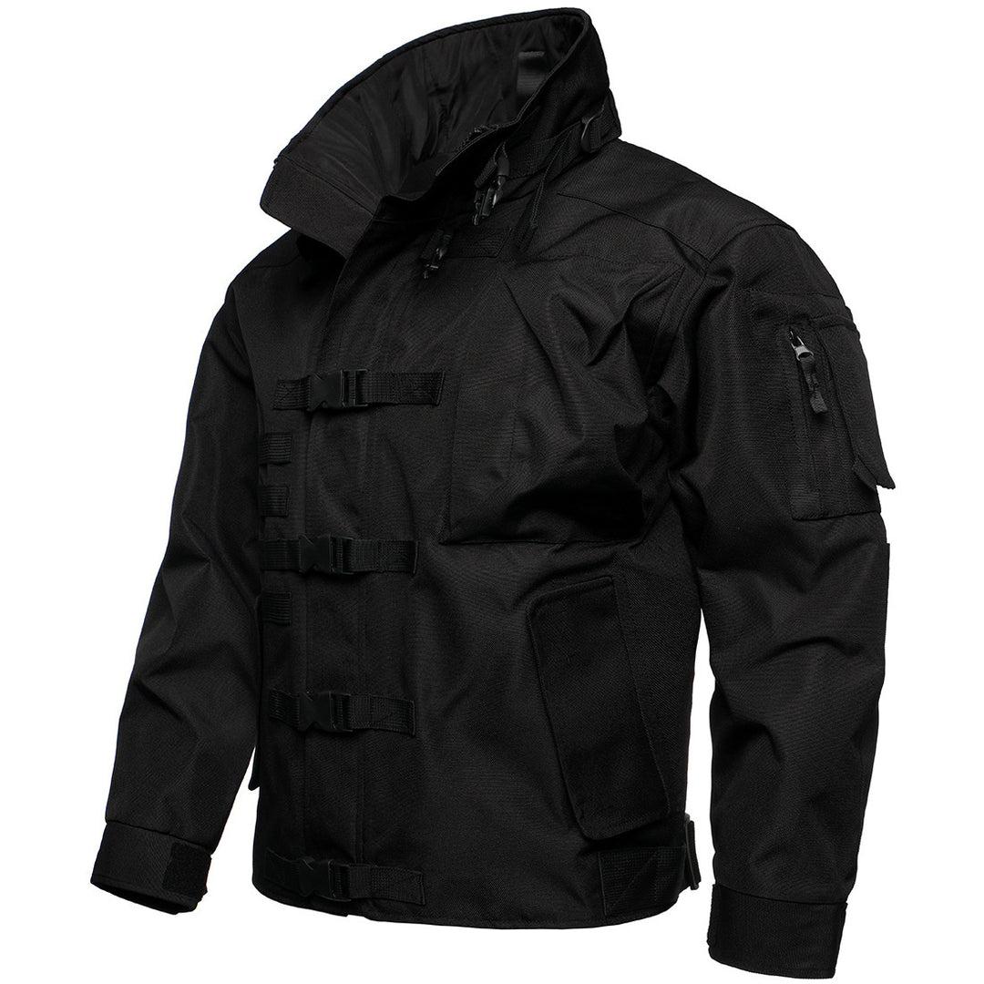 Herren Taktische Feldjacke mit modularen Steckverschlüssen und verstaubarer Kapuze Drune