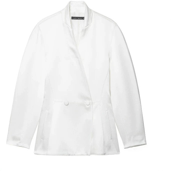 Damen Taillierte Blazerjacke mit asymmetrischer Knopfleiste und Rundhalsausschnitt Drune