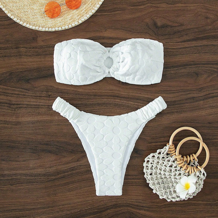 Damen Bandeau-Bikini mit blumiger Textur Drune