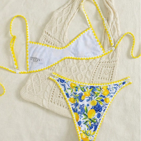 Damen Bikini mit fruchtigem Motiv und raffinierten Schnitt Drune