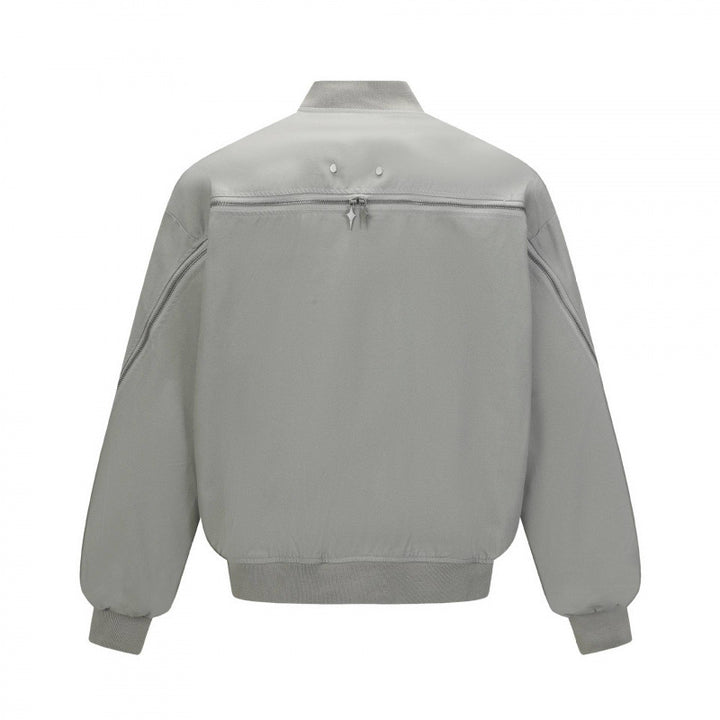 Unisex Boxy-Bomberjacke mit durchgehendem Reißverschluss, geripptem Saum und Brust‑Welttasche Drune