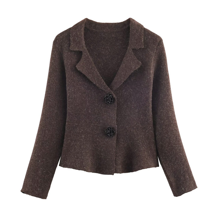Damen modischer Strickblazer mit elegantem Revers Drune