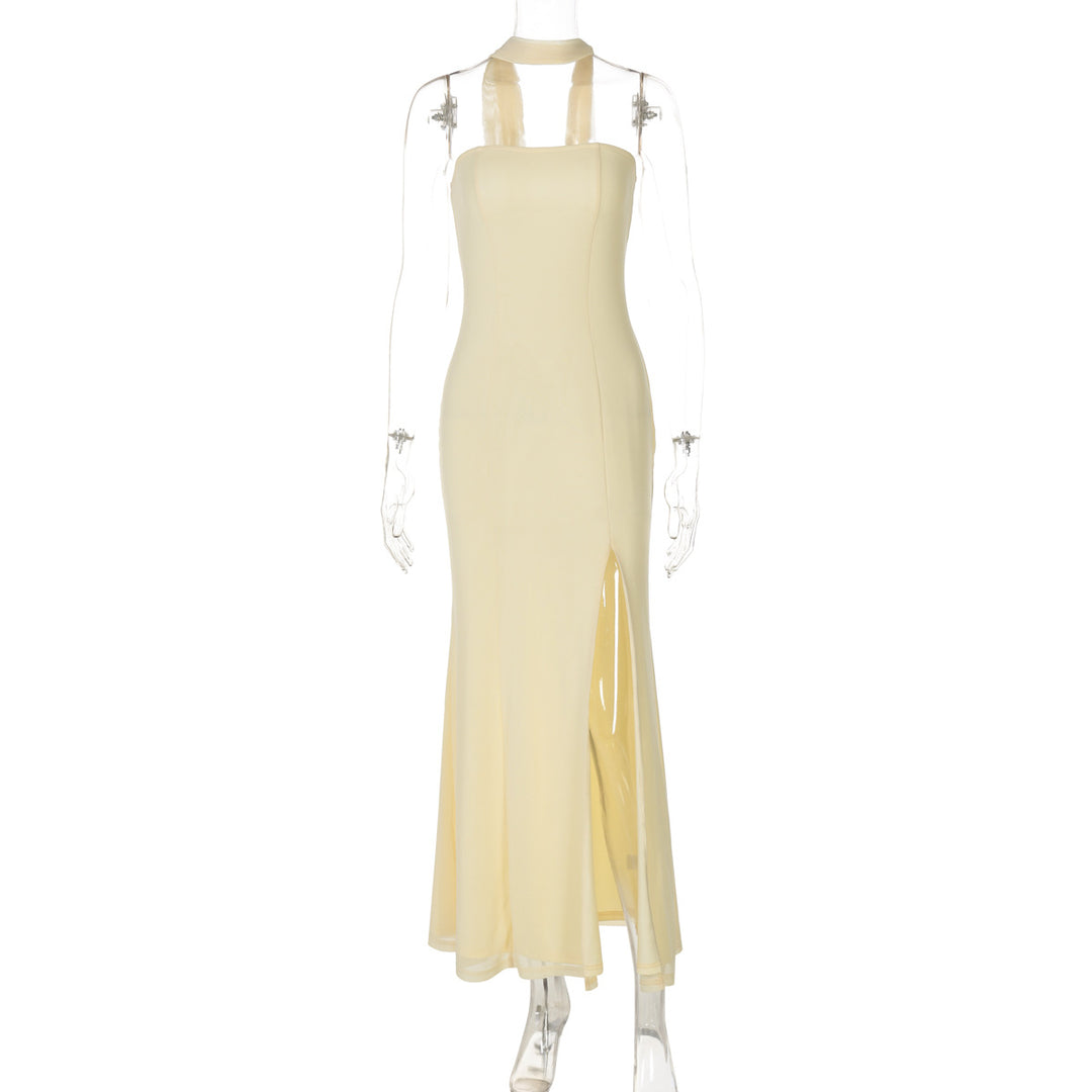 Damen Elegantes, figurbetontes Abendkleid mit asymmetrischem Halterdesign Drune