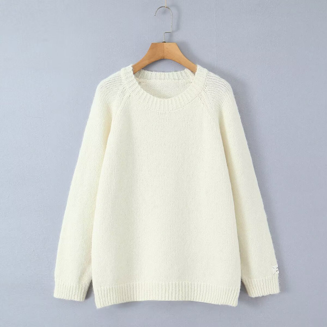 Damen Kuscheliger Strickpullover mit Rundhalsausschnitt Drune