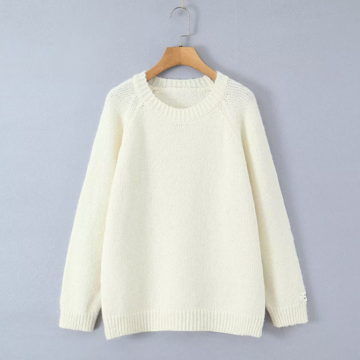 Damen Kuscheliger Strickpullover mit Rundhalsausschnitt Drune