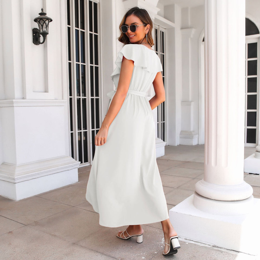Damen Maxikleid mit Rüschensaum und seitlichem Schlitz Drune