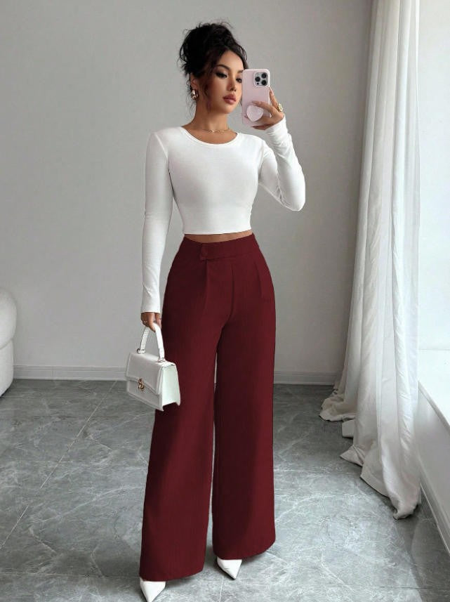 Damen Hoch taillierte, elegante und weiche Hose Drune