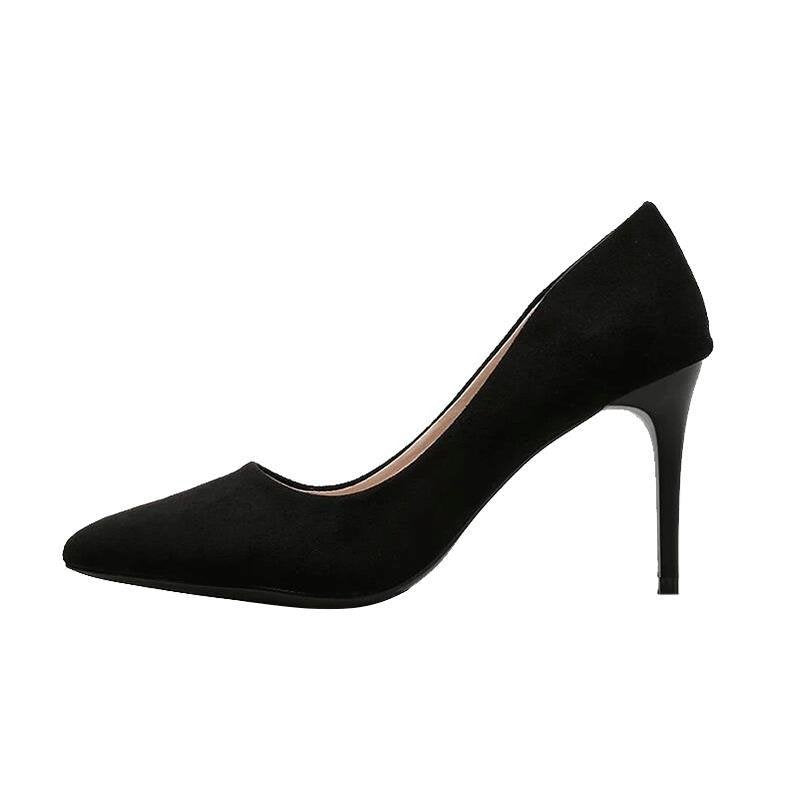 Damen Samtige spitze Pumps mit schmalem Stilettoabsatz und Komfortfußbett Drune