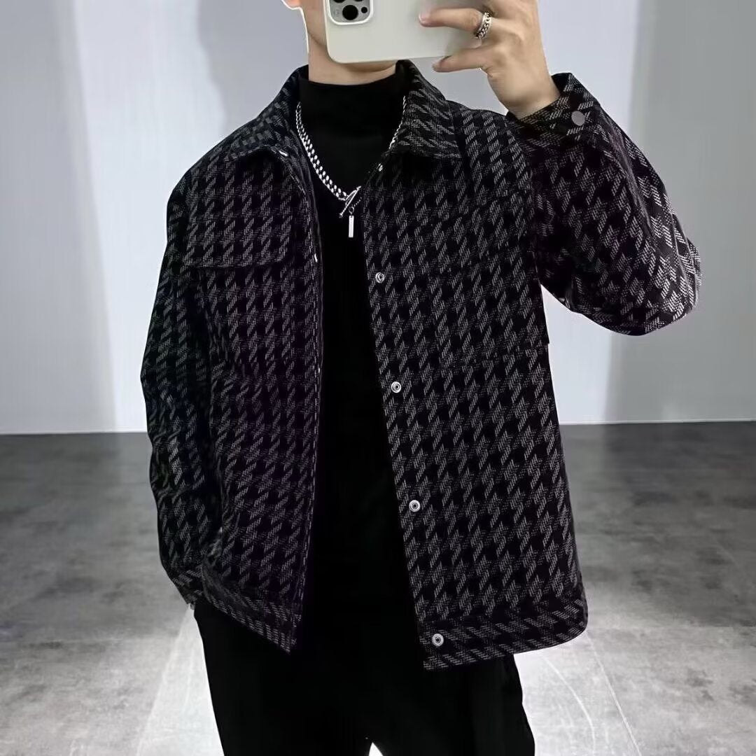 Herren Modische Houndstooth-Jacke Drune