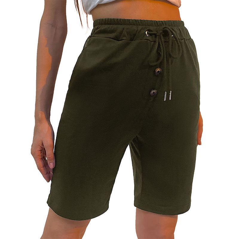 Damen sportliche Shorts mit elastischem Bund und seitlichen Taschen Drune