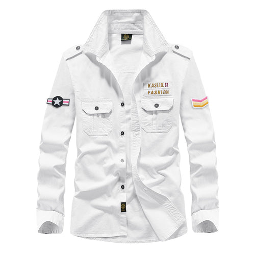 Herren Modische Hemdjacke mit aufgesetzten Taschen Drune