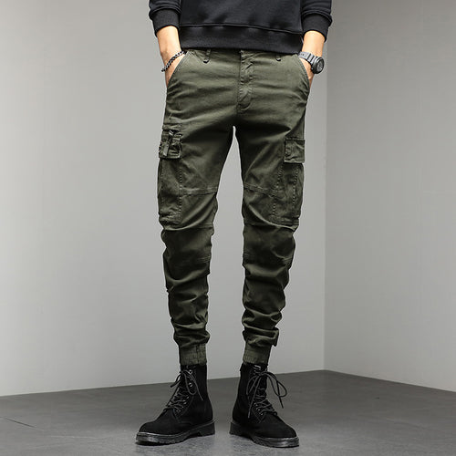 Herren Cargo-Joggerhose mit Knieabnähern elastischem Bund und Mehrfachtaschen Drune