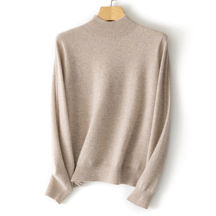 Damen Feiner Stehkragen-Pullover aus Kaschmir-Mix mit gerippten Abschlüssen Drune