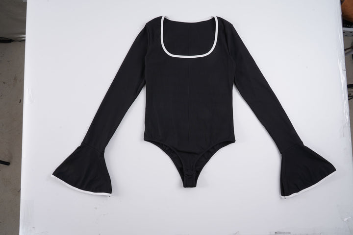 Damen Body mit langen Ärmeln und elegantem Rüschenabschluss Drune