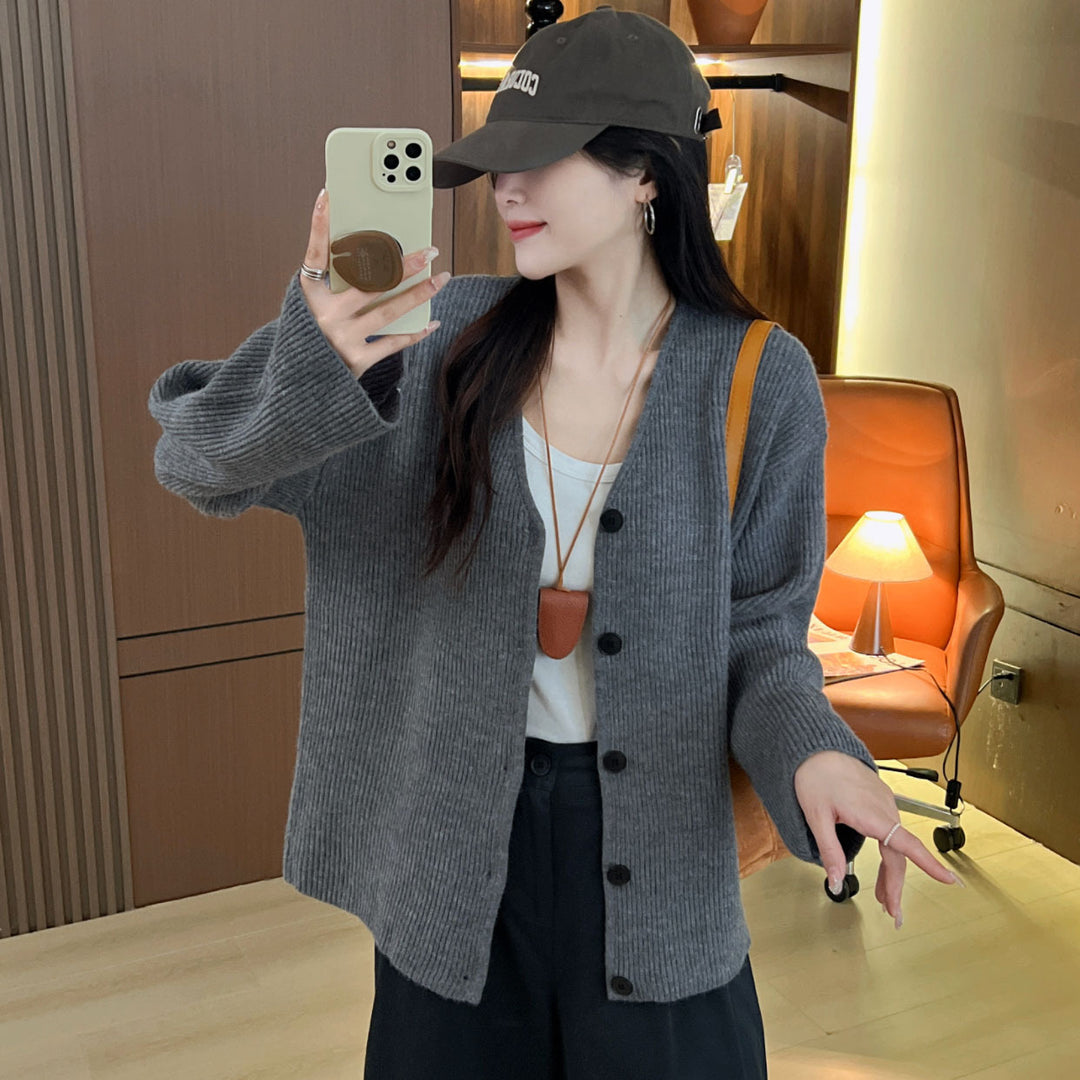 Damen Grobstrickjacke mit langen Ärmeln und lässigem Schnitt Drune