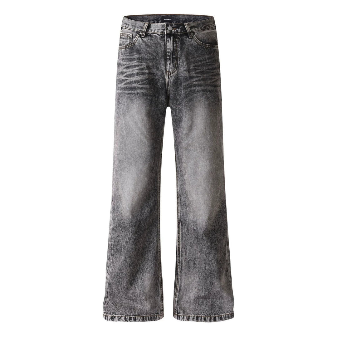 Damen weite Cropped-Jeans mit hoher Taille und Used-Effekt Drune