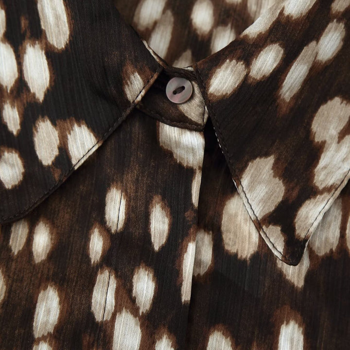 Damen Seidenähnliche Hemdbluse mit Tupfen-Print und verdeckter Knopfleiste Drune