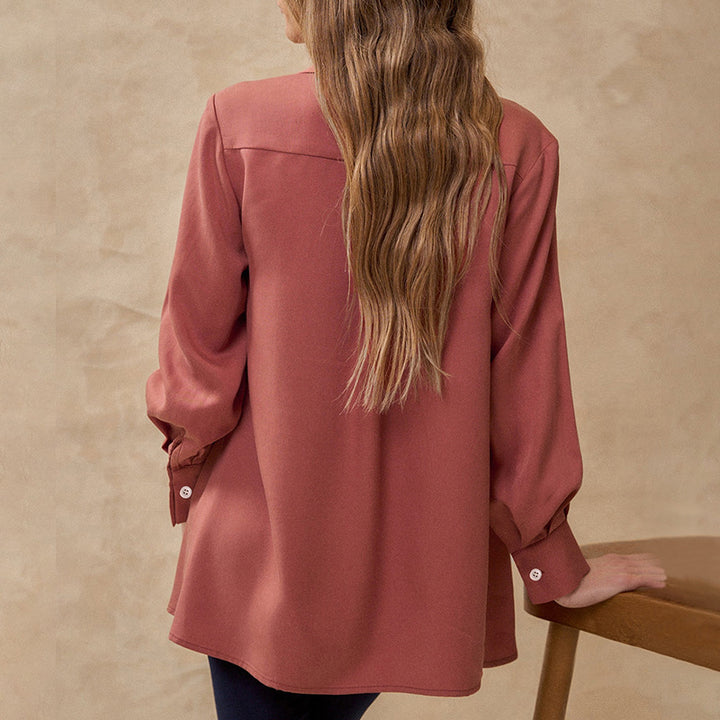 Damen Oversize-Hemd mit Biesen und Ballonärmeln Drune