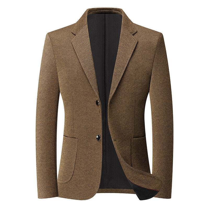 Herren Slim-Fit Blazer im feinen Struktur-Tweed mit aufgesetzten Pattentaschen Drune