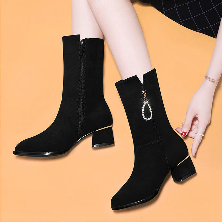 Damen Elegante Stiefeletten mit Glitzer-Detail Drune