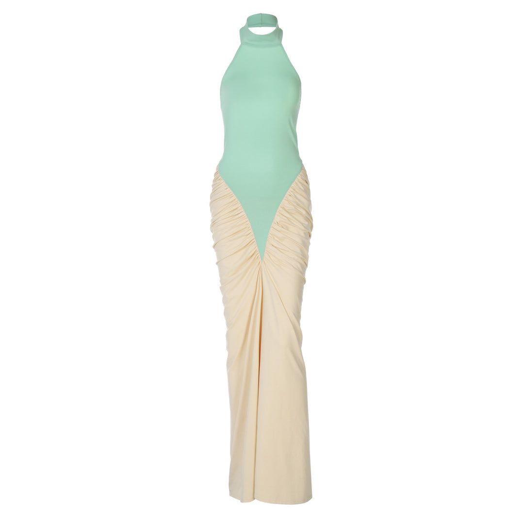 Damen Elegantes Kleid mit hochgeschlossenem Design und kunstvollen Drapierungen Drune