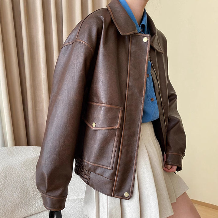 Damen lässige Lederjacke Drune