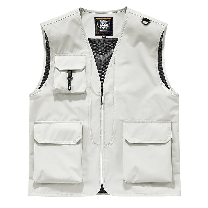 Unisex Multitaschen-Utility-Weste mit Mesh-Innenfutter, D-Ring und robusten Außenfächern Drune