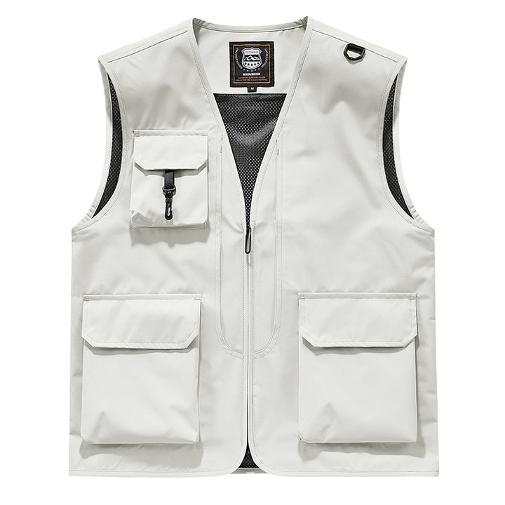 Unisex Multitaschen-Utility-Weste mit Mesh-Innenfutter, D-Ring und robusten Außenfächern Drune