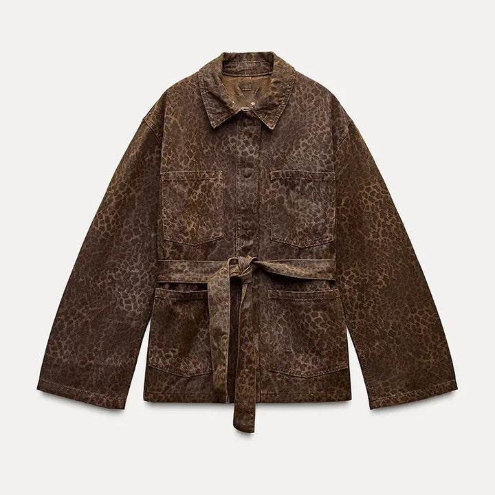 Damen Modische Jacke mit Tiermuster Drune